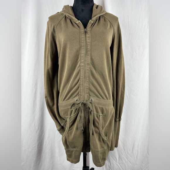 GAP Tops - GAP Green Zippered Hoodie w/Pockets and Adjustable Waist